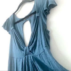 Blue open-back dress